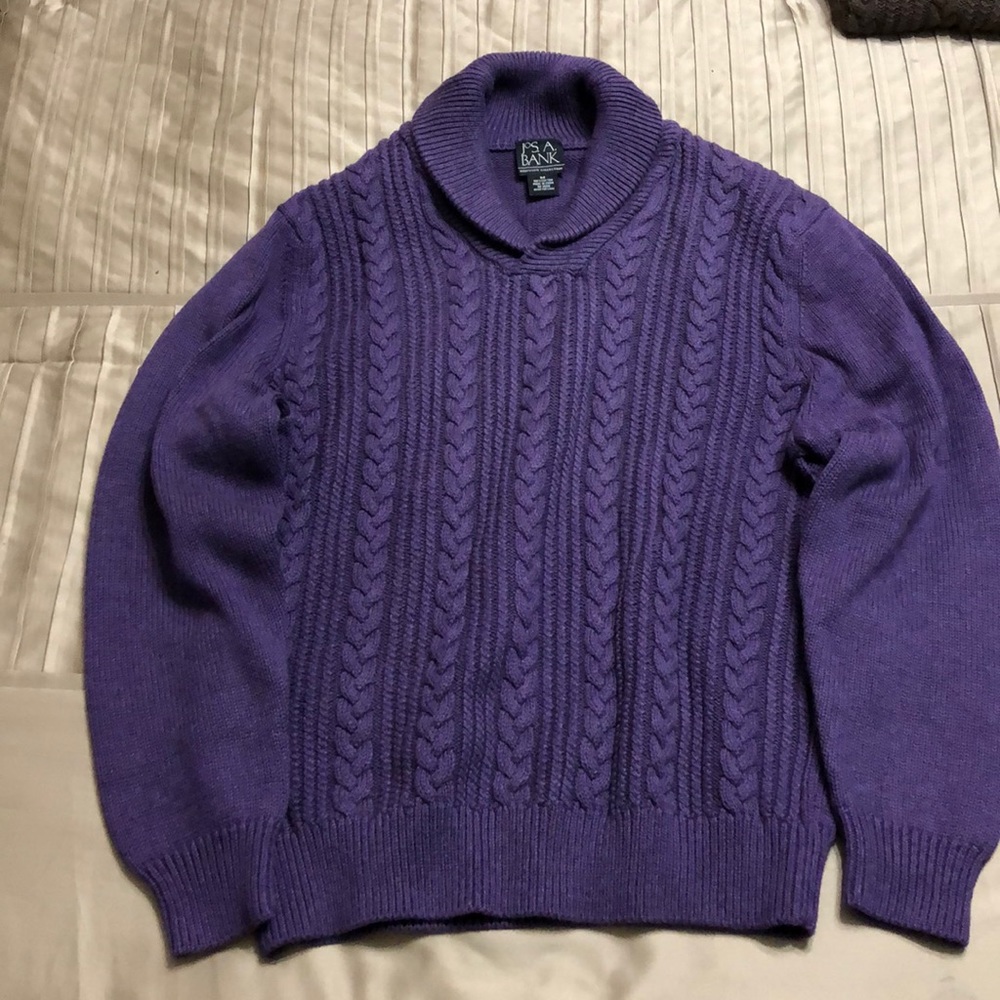 Purple Jos A Bank, size M, shawl sweater